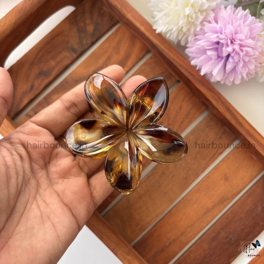 Amber Luxe Glossy Flower Hair Claw – Large