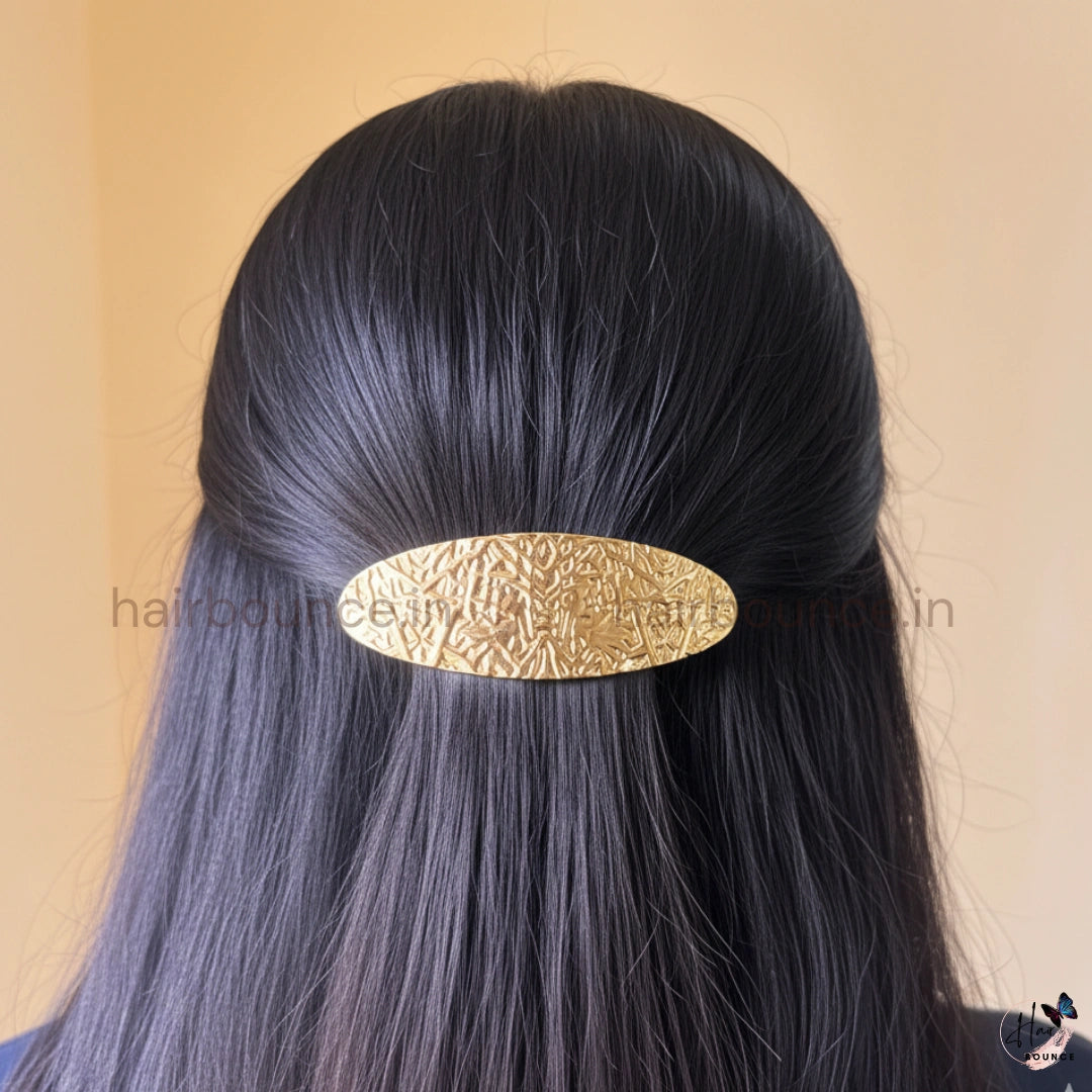 Imperial Embossed Metallic Oval Barrette – Royal Texture Collection