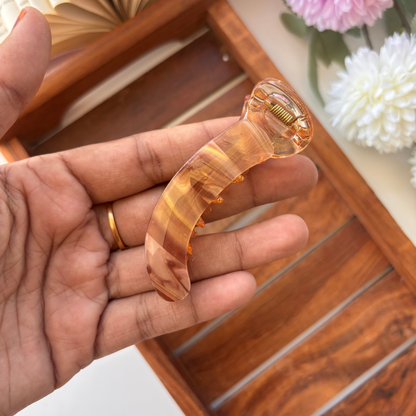 Lined Print Banana Hair Clip - Medium