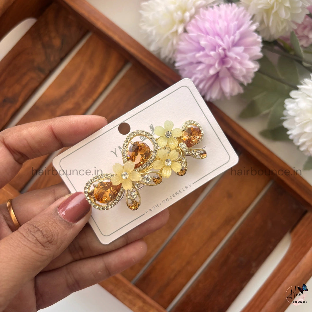 Blossom Bow Crystal Hair Clip