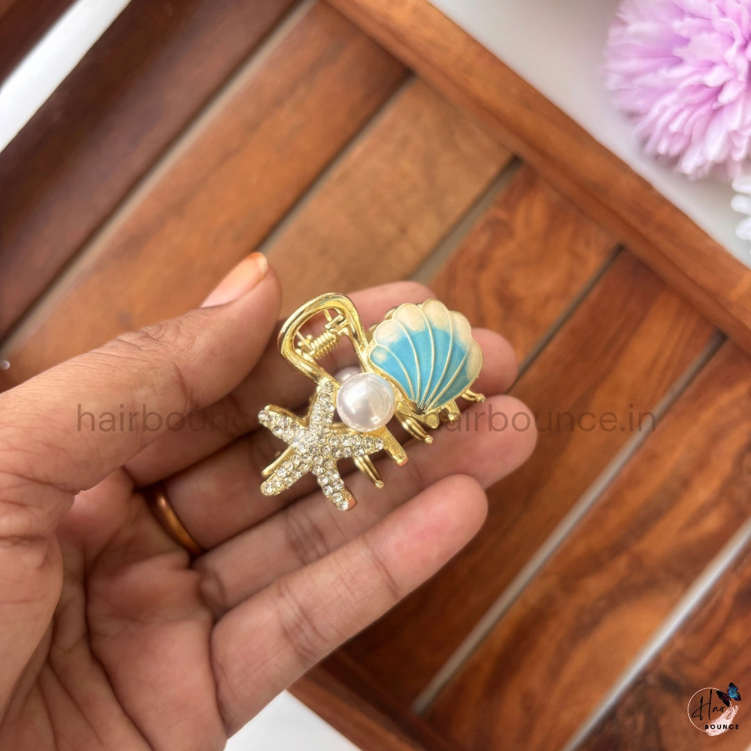 Ocean Pearl Premium Metal Hair Claw - Medium