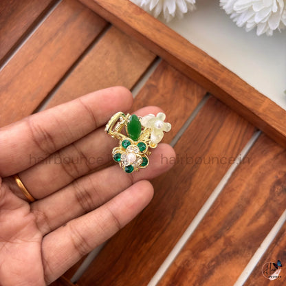 Crystal Pearl Garden Hair Claw – Small