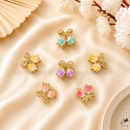 Tulip Bow Metal Hair Claw - Mini