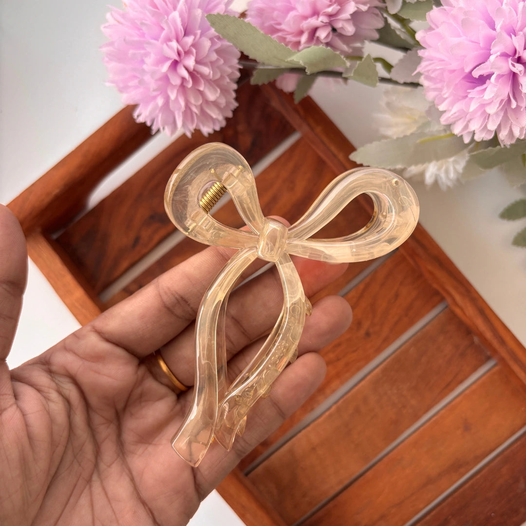 Pastel Shade Bow Hair Claw - Large
