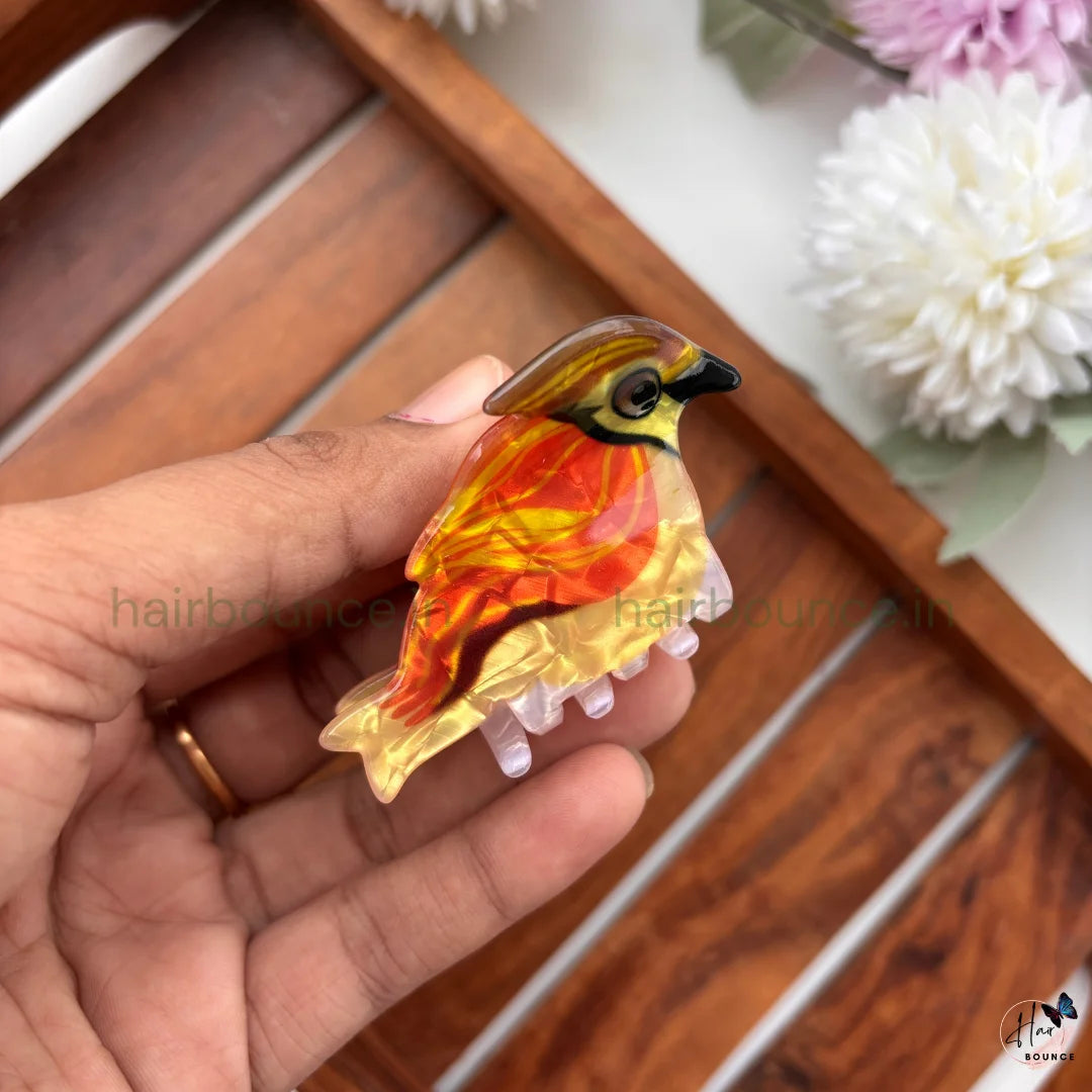 Colourful Cardinal Bird Hair Claw Clip – Medium
