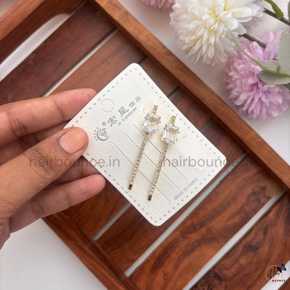 Minimal Crystal Square Hair Pins Set