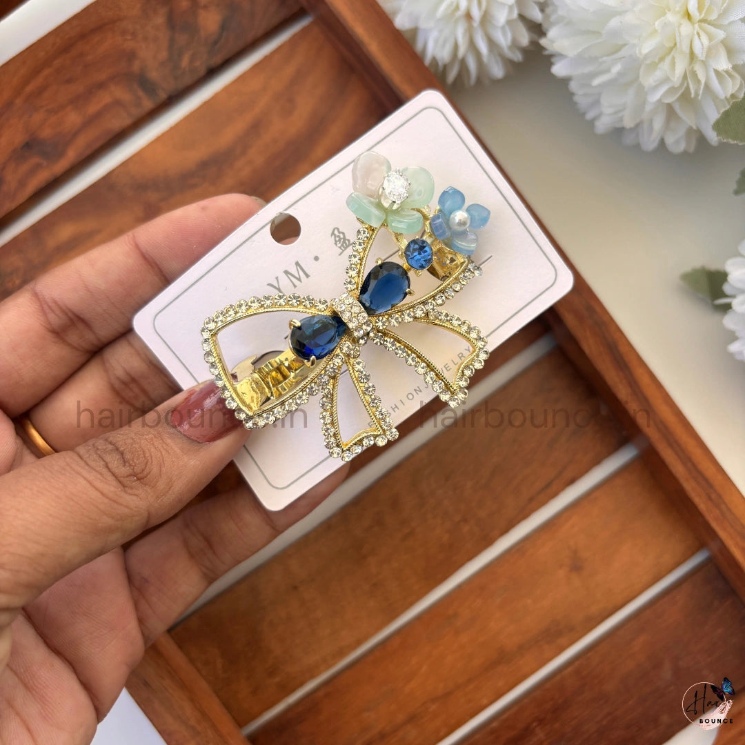 Crystal Bow Blossom Hair Clip