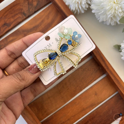 Crystal Bow Blossom Hair Clip