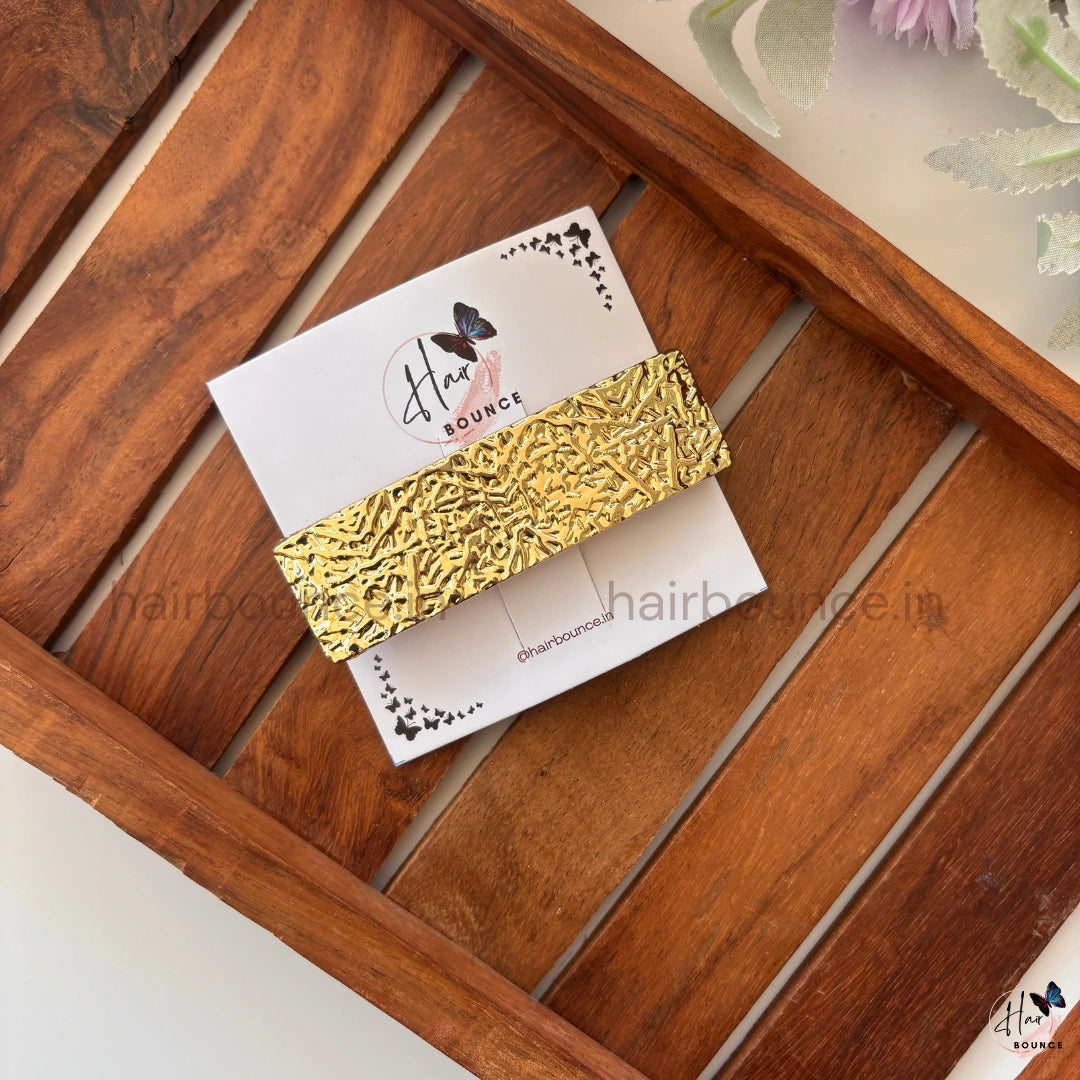 Regal Texture Metallic Rectangle Barrette – Royal Statement Collection