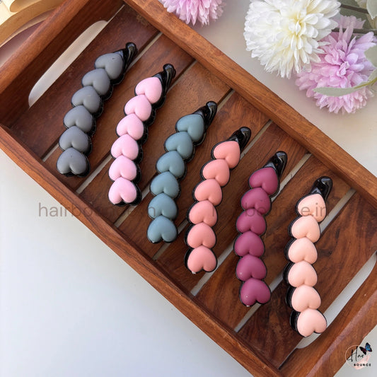 Sweet Hearts Lock Banana Clip – Large | Cute Heart Design Hair Clip for Women & Girls
