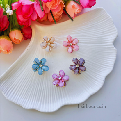 Single Flower Metal Hair Claw - Pack of 2/Assorted Colours