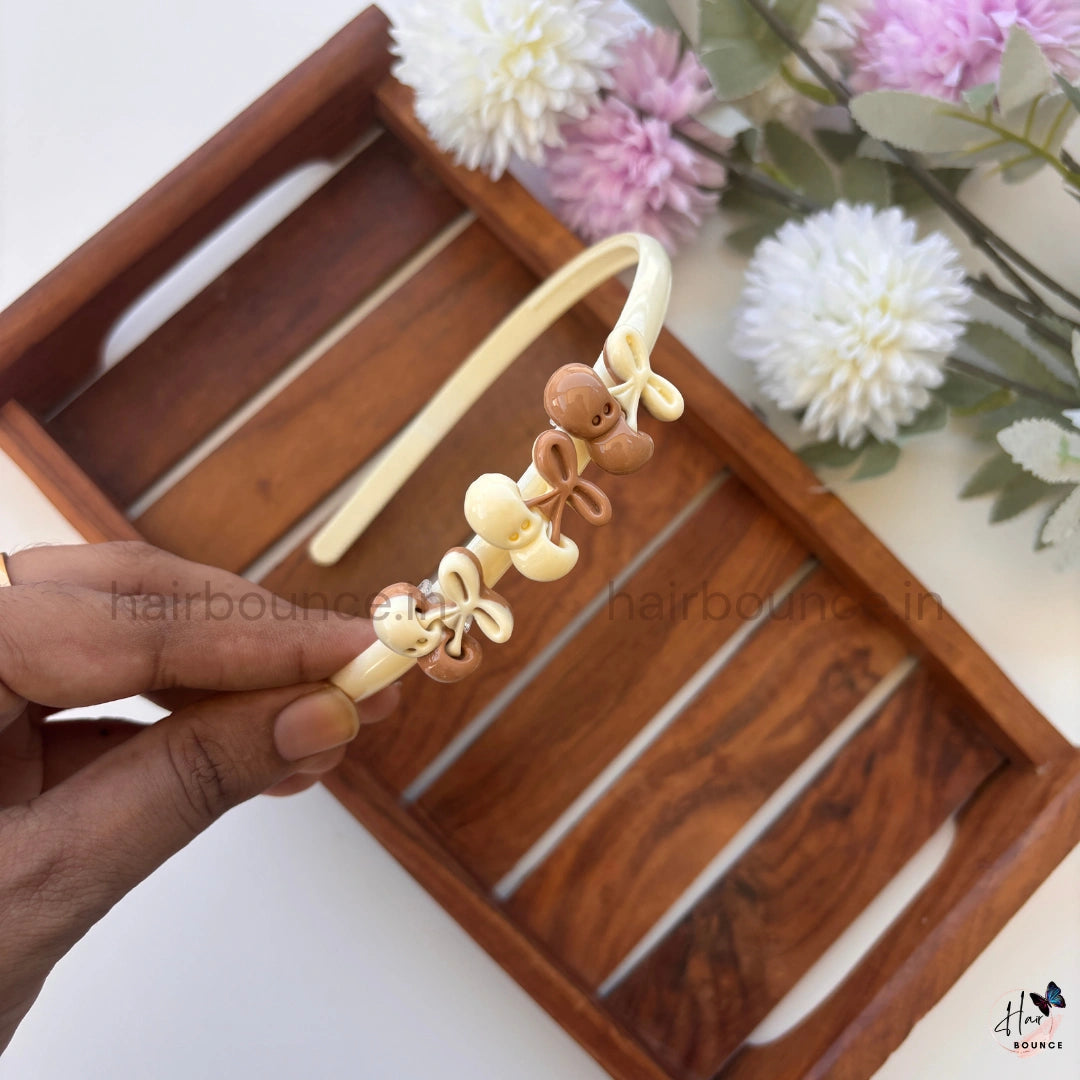 Cherry Bow Hairband – Neutral Collection