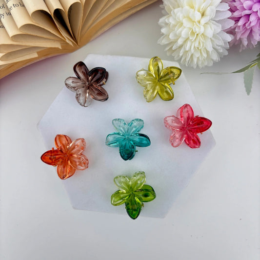 Mini Dual Colour Glassy Flower Hair Claw
