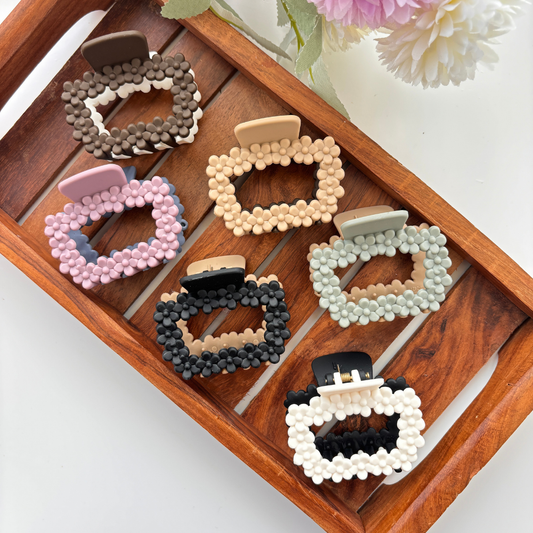 Dual Colour Flower Square Hair Claw - Medium