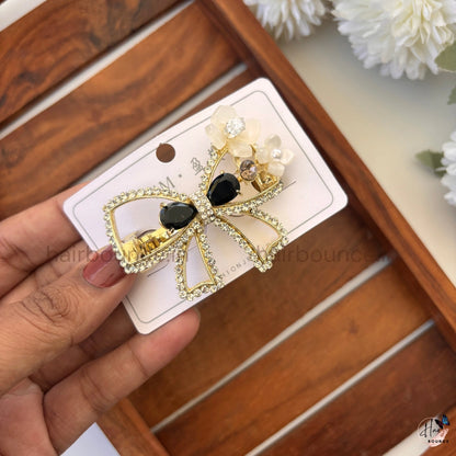 Crystal Bow Blossom Hair Clip