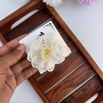 Vintage Lace Rose Clip