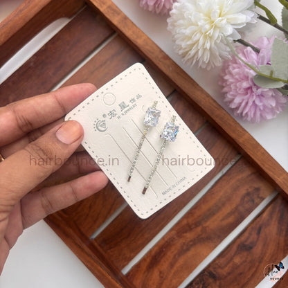 Minimal Crystal Square Hair Pins Set