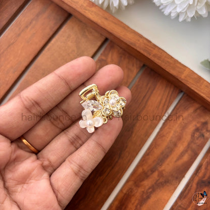 Crystal Pearl Garden Hair Claw – Small