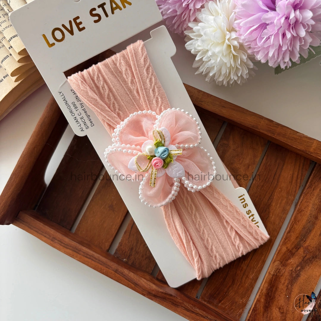 Pearl Blossom Newborn Baby Headband