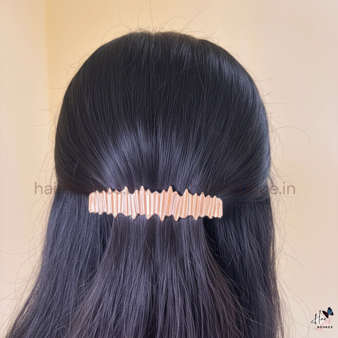 Prism Edge Metallic Barrette – Sculpted Wave Luxe Collection