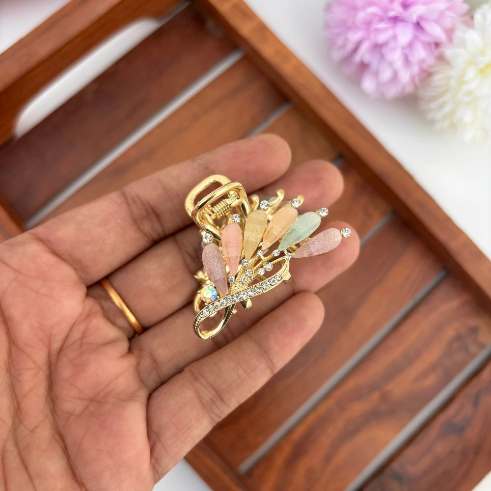 Premium Metal Knot Leaf Hair Claw - Medium