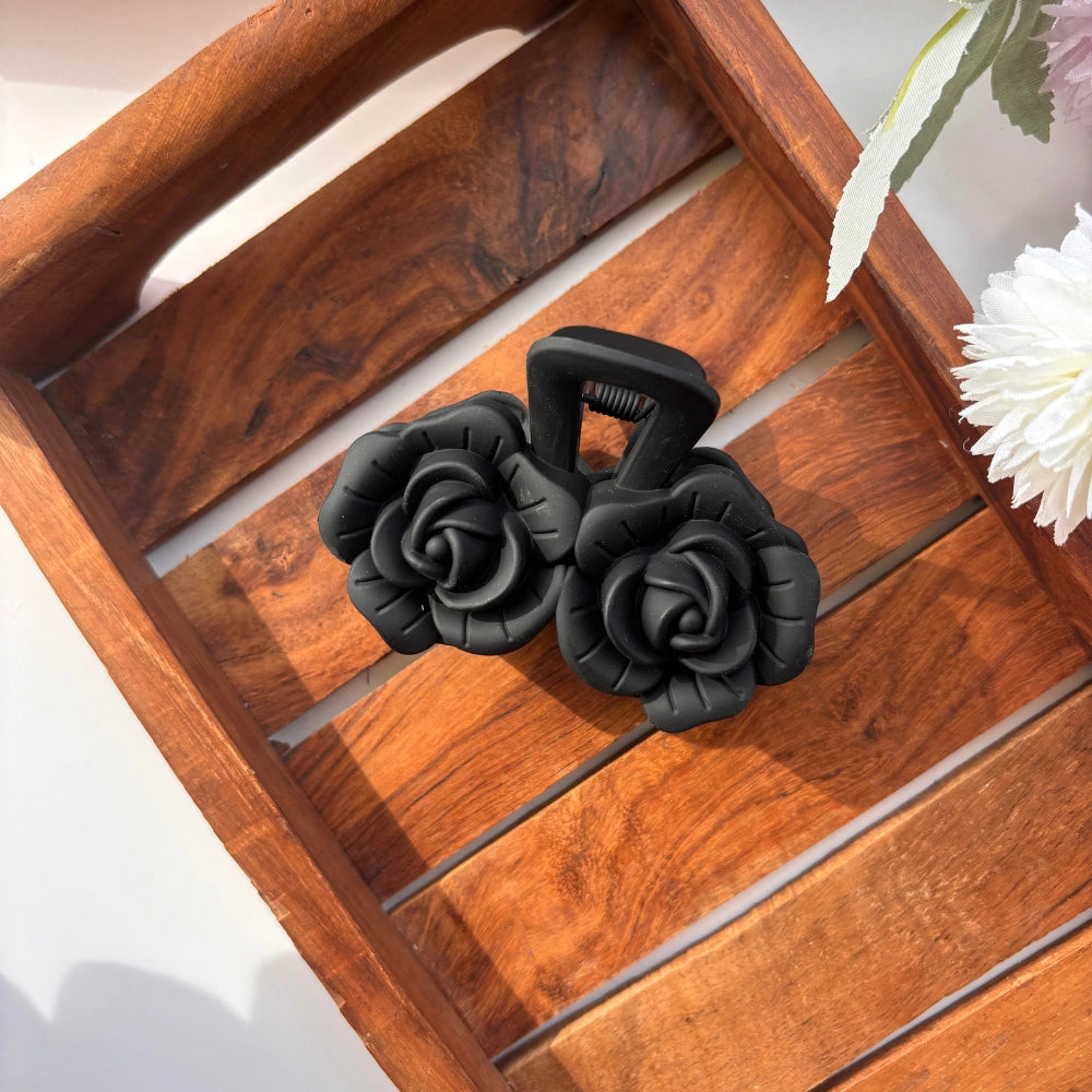Double Rose Sculpted Hair Claw – Large