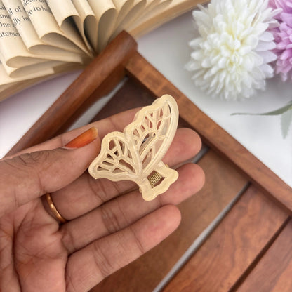 Glossy Lined Butterfly Hair Claw - Small