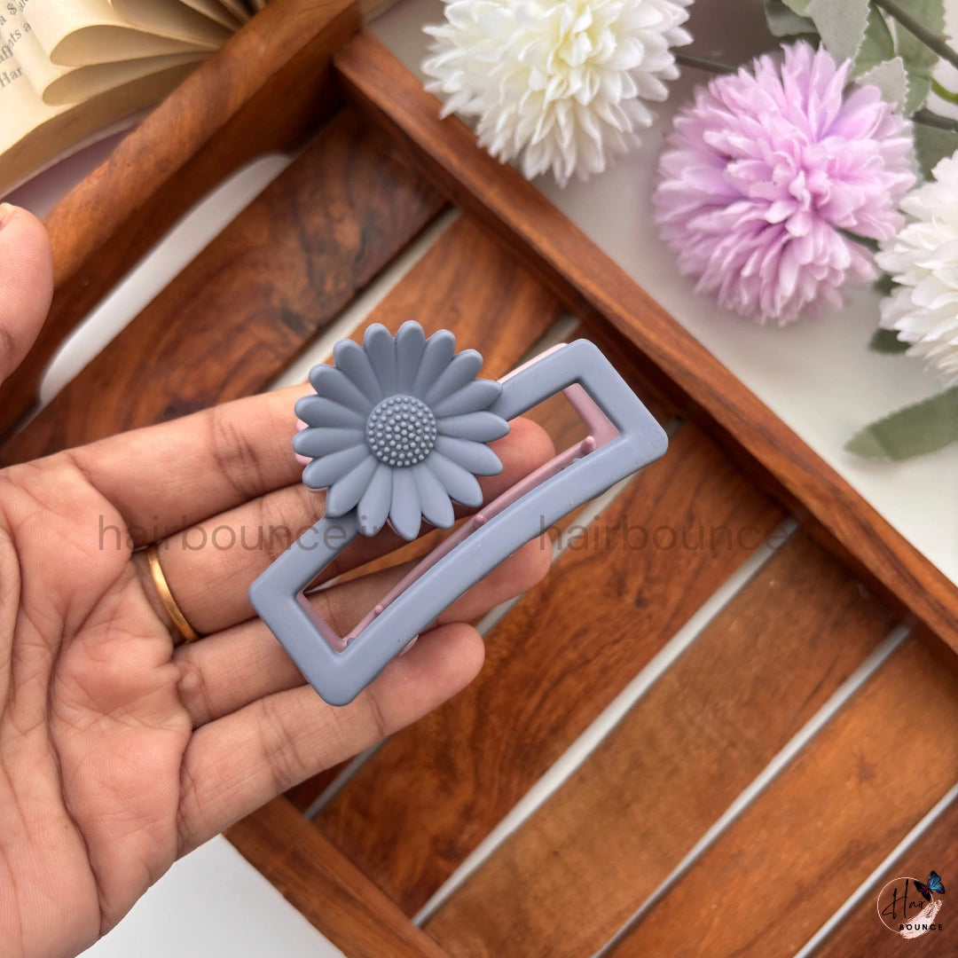 Dual-Colour Sunflower Rectangle Hair Claw – Medium