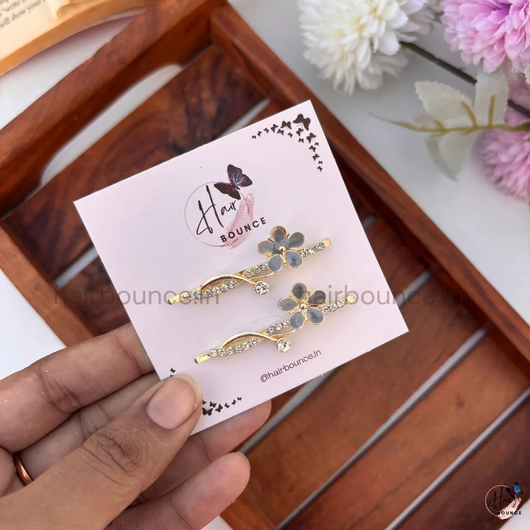 Crystal Flower Hair Pins – Pack of 2