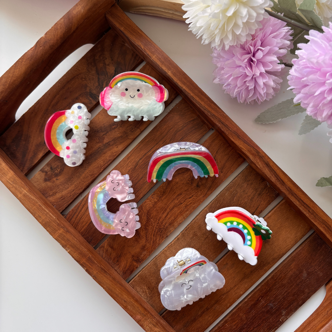 Rainbow & Cloud Hair Claw - Medium