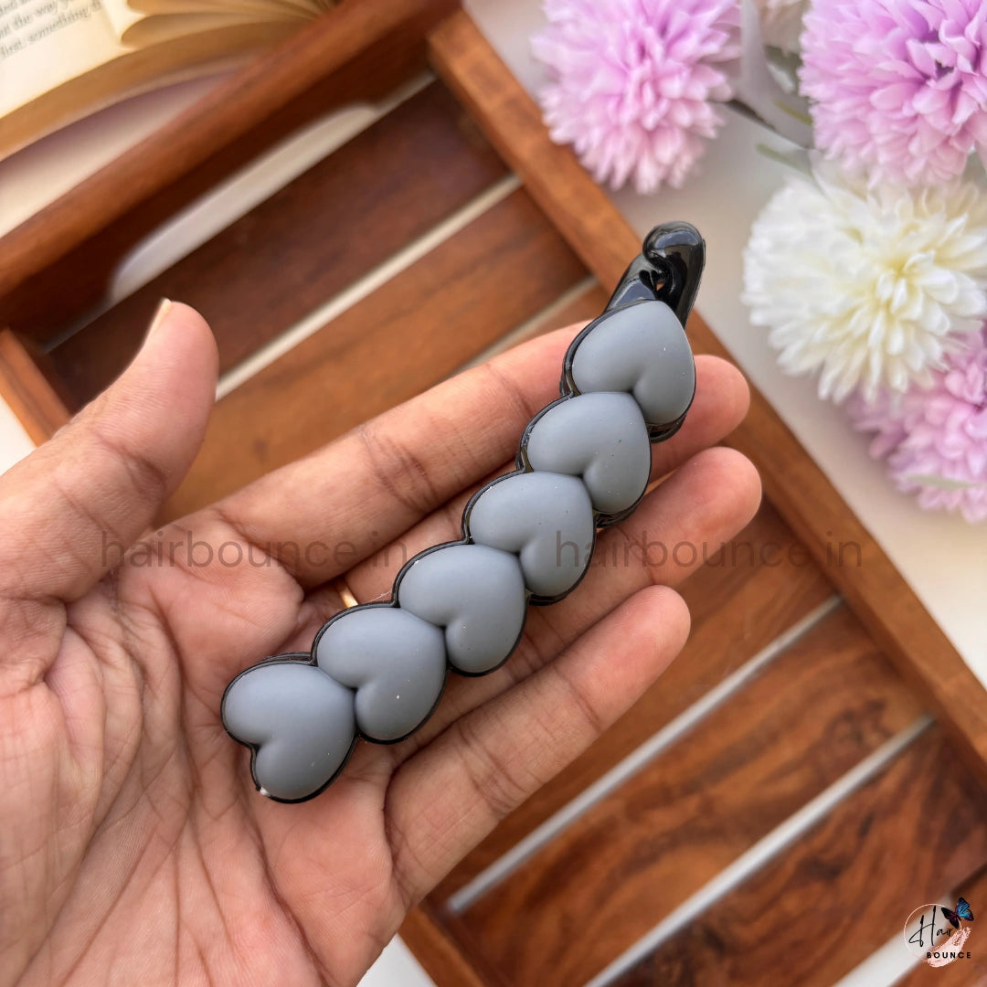 Sweet Hearts Lock Banana Clip – Large | Cute Heart Design Hair Clip for Women & Girls