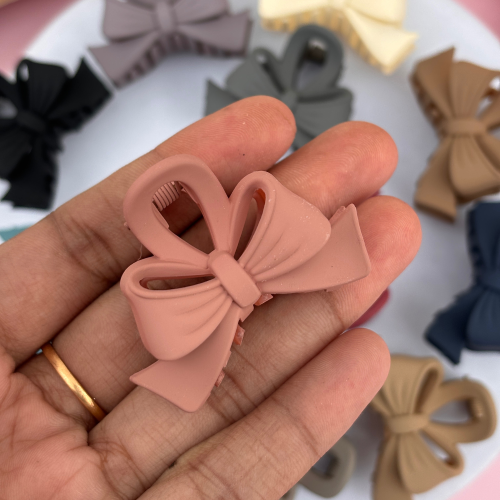 Colourful Bow Hair Claw - Pack of 2 / Assorted Colours