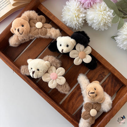 Cute Teddy Bear Fur Hair Claw - Large