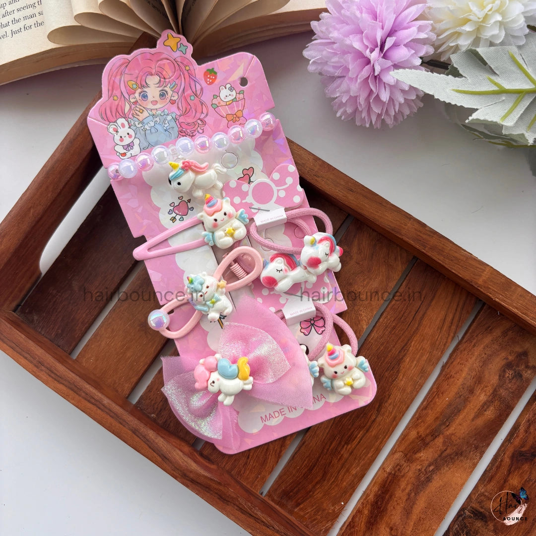 Pastel Unicorn Fantasy Hair Accessory Set – 8 Pcs
