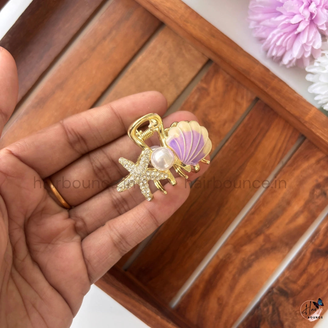 Ocean Pearl Premium Metal Hair Claw - Medium