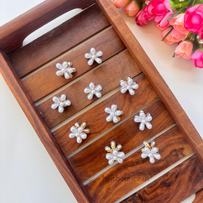 Pearl White Flower Metal Hair Claws