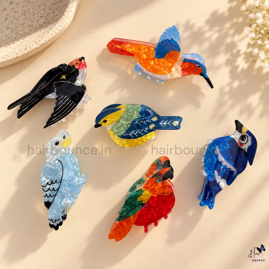 Colourful Bird Hair Claw Clips – Large