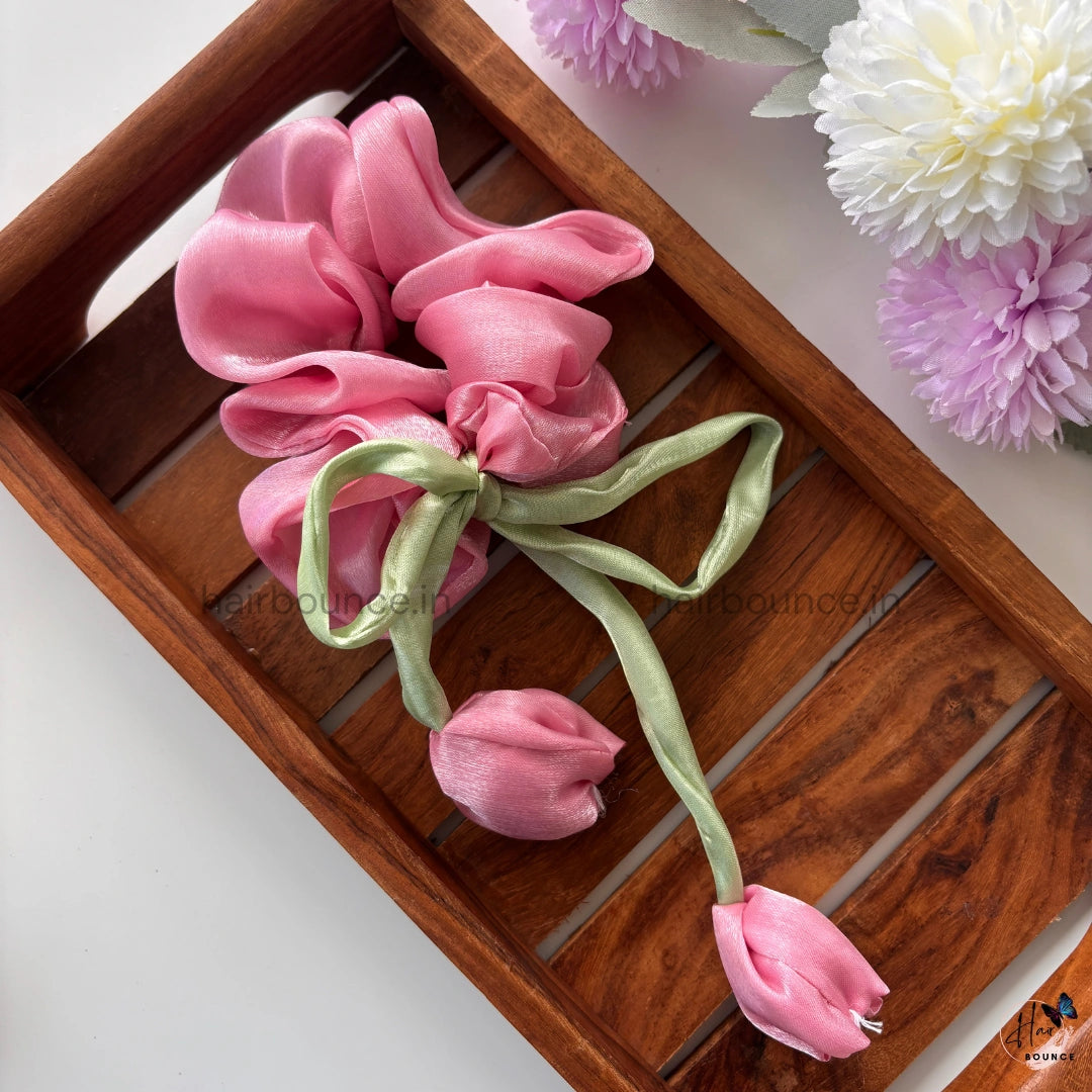 Lovely Tulip Fluffy Scrunchie - Organza