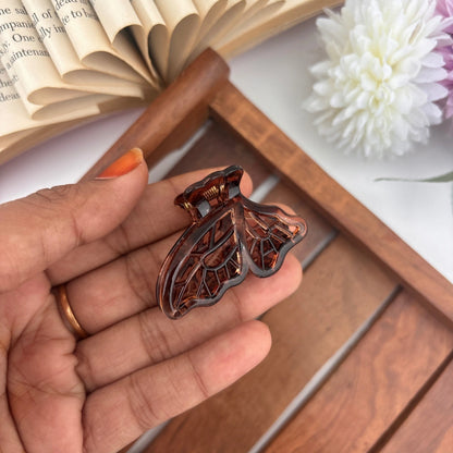 Glossy Lined Butterfly Hair Claw - Small
