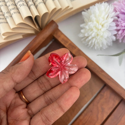Mini Dual Colour Glassy Flower Hair Claw