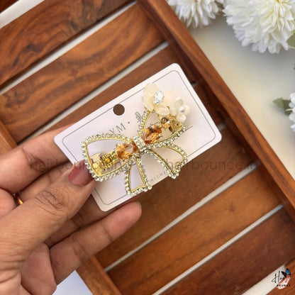 Crystal Bow Blossom Hair Clip