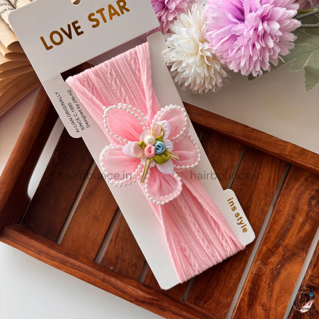 Pearl Blossom Newborn Baby Headband