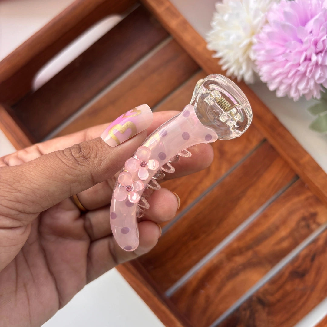 Bofeini Flower Dotted Banana Clip - Medium