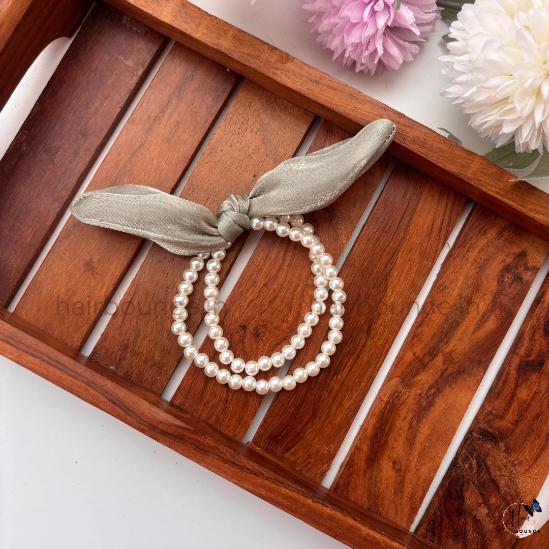 Pearl Bow Luxe Ponytail Holder