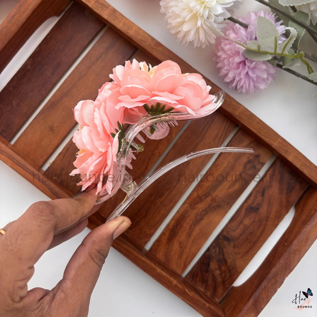 Peony Bloom Curved Hair Clip – Large