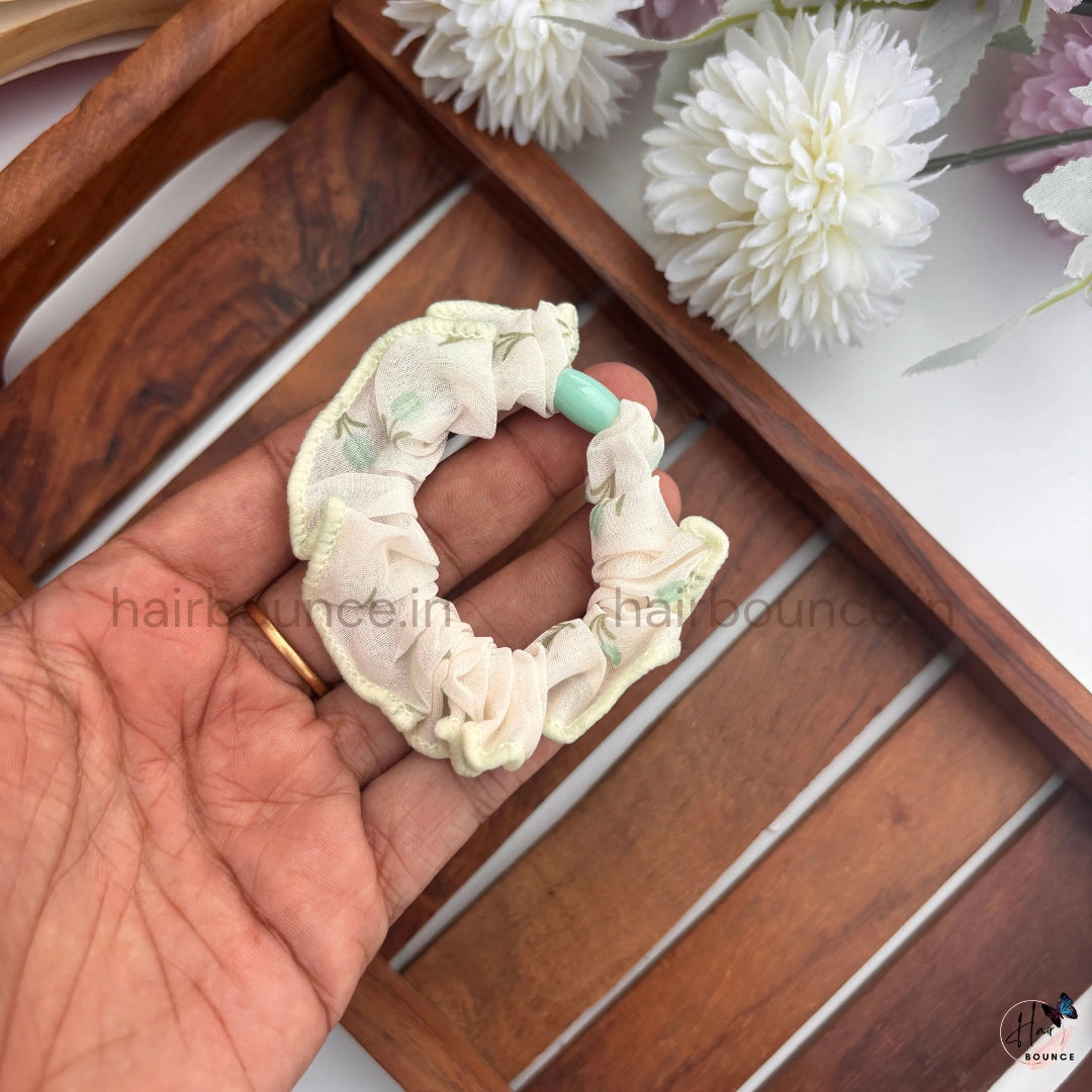 Pastel Floral Fabric Hair Scrunchies for Women & Girls