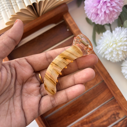 Lined Print Banana Hair Clip - Medium