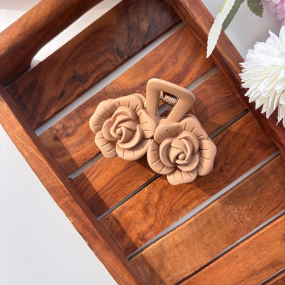 Double Rose Sculpted Hair Claw – Large