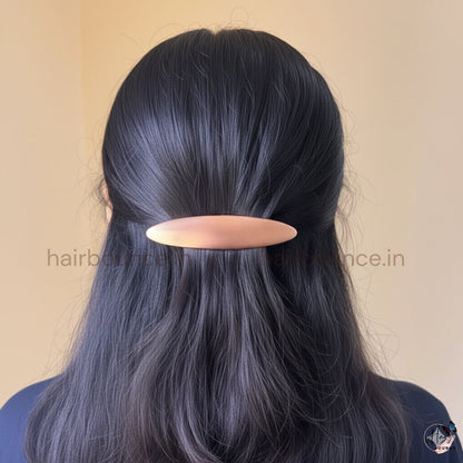 Celestia Micro-Rib Metallic Oval Barrette – Refined Luxe Collection