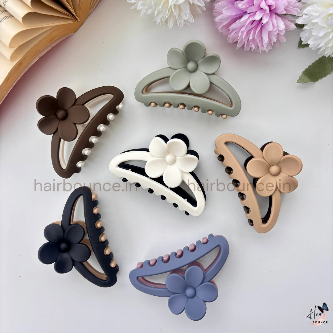 Dual-Colour Floral Arc Hair Claw – Medium